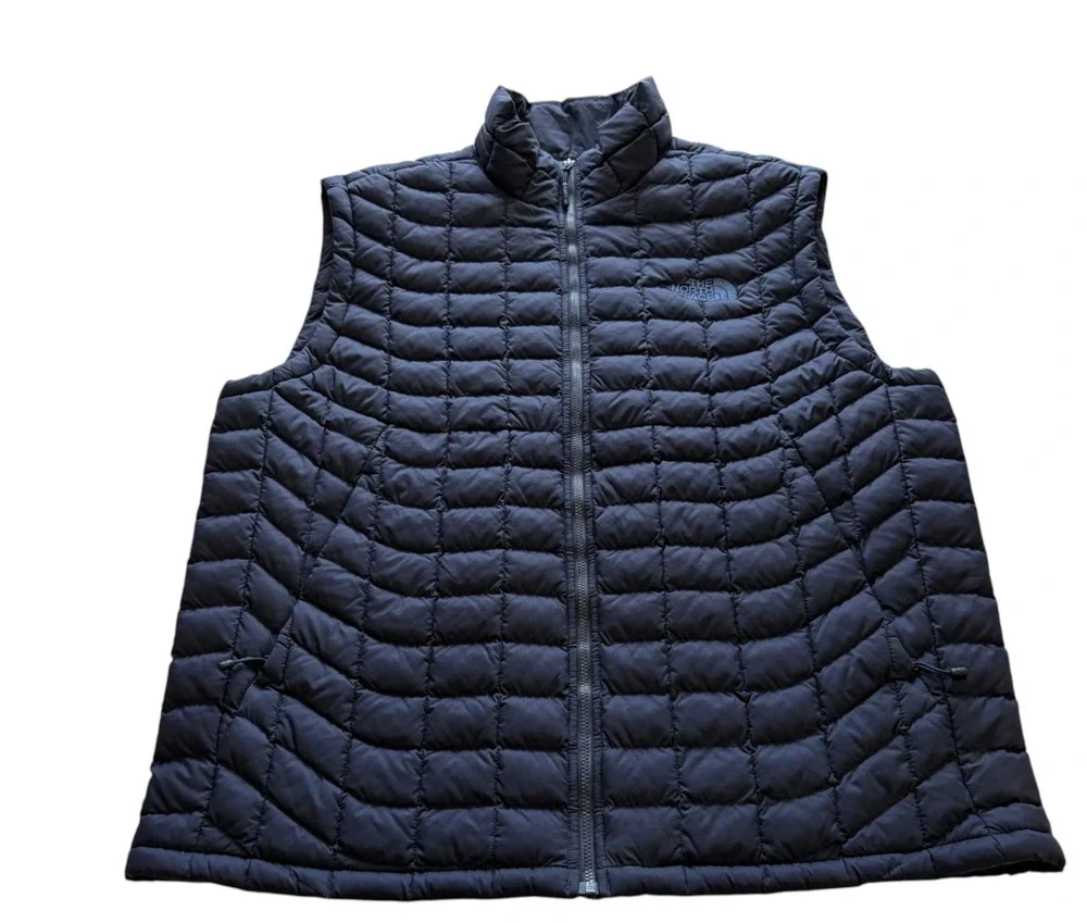 The North Face TThermoBall Vest Mens Large Navy Blue Quilted Insulated Full Zip